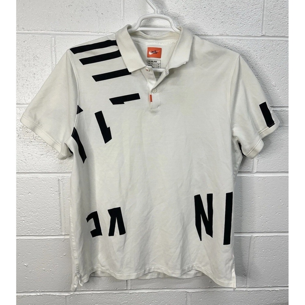 Nike Polo White Hacked Logo Dri-FIT Graphic / Men's XL